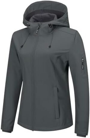 Outdoor Ventures Women's Softshell Jacket with Hood Fleece L...