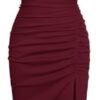 IHOT 2025 Women's Mock Neck Side Slit Ruched Bodycon Cocktai...