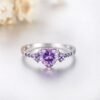925 sterling silver Purple Zircon heart ring Wedding ring En...