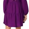 Amoretu Womens Tunic Dress Long Sleeve V Neck Casual Loose F...