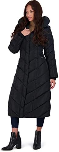 Steve Madden Women's Long Chevron Maxi Puffer Coat Steve Madden Women's Long Chevron Maxi Puffer Coat