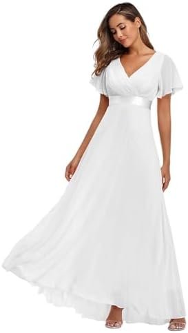 Long Chiffon Evening Gowns A-Line Empire Waist Formal Dress ...