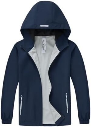 Boys Girls Waterproof Rain Jacket Lightweight soft lining Ki... Boys Girls Waterproof Rain Jacket Lightweight soft lining Ki...