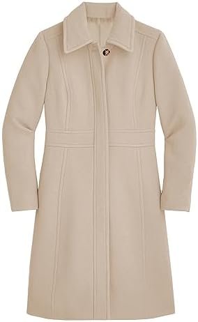 Fisoew Women's Elegant Single Breasted Coat Long Sleeve Mid ...