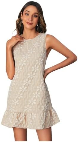 SOLY HUX Women's Ruffle Hem Sleeveless Tank Dress Round Neck... SOLY HUX Women's Ruffle Hem Sleeveless Tank Dress Round Neck...