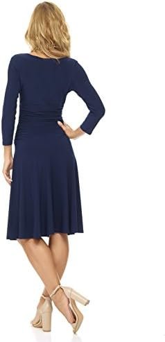 Rekucci Women's Slimming 3/4 Sleeve Fit-and-Flare Crossover ...