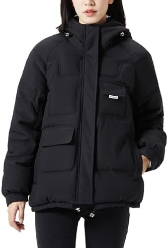 JiangWu Women's Winter Thickened Hooded Cotton Coat Windproo...