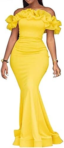 Cololura Sexy Floor-Length Off Shoulder Ruffles Stringy Selv...