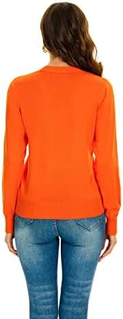 Women's V Neck Button Down Long Sleeve Cardigan Sweater