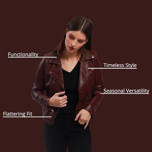 Women's Lamb Leather Jacket Classic Biker Style, Perfecto De...