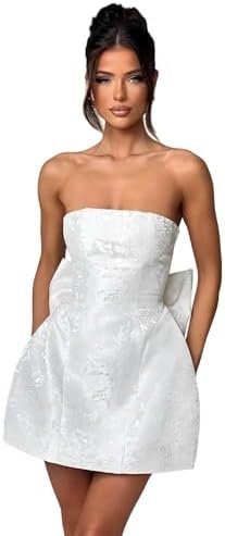 JUMISEE Embroidery Satin Homecoming Dress with Bow Modest St... JUMISEE Embroidery Satin Homecoming Dress with Bow Modest St...