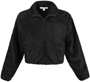 Women's Cropped Front Two Pocket Snap Quilted Padding Bomber... Women's Cropped Front Two Pocket Snap Quilted Padding Bomber...
