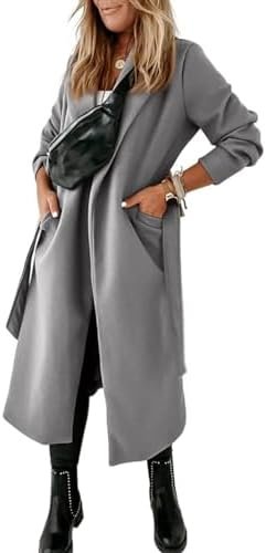 Tankaneo Womens Notched Lapel Collar Coats Open Front Long J...