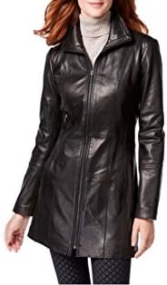 Anne Klein Women's Mid-Length Zip Front Leather Jacket Anne Klein Women's Mid-Length Zip Front Leather Jacket