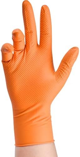 TitanFlex Thor Grip Heavy Duty Industrial Orange Nitrile Glo...
