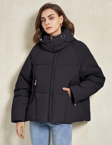 Gihuo Womens Puffer Jacket Full Zip Quilted Hooded Bubble Co...