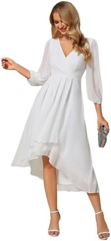 Ever-Pretty Women's Chiffon V Neck Long Sleeves Pleated A-Li... Ever-Pretty Women's Chiffon V Neck Long Sleeves Pleated A-Li...