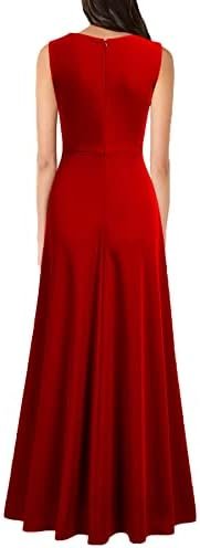 MUSHARE Women's V Neck Sleeveless Split Formal Dress Cocktai...