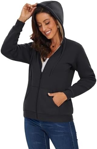MAGCOMSEN Womens Zip Up Hoodies Sherpa Lined Fleece Thermal ...