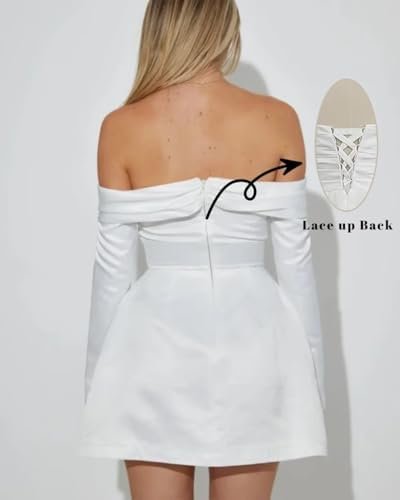 Long Sleeves Short Wedding Dresses for Bride Strapless Brida...