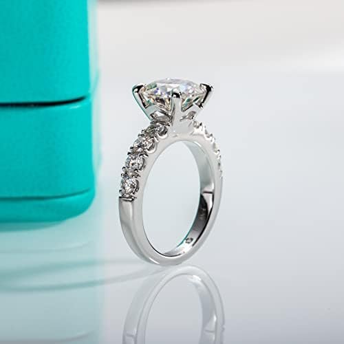 AnuClub Moissanite Engagement Ring, Total 4.3cttw D Color Ro...