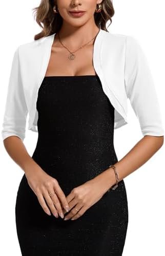 MINTLIMIT Women's Bolero Shrug Top 3/4 Sleeve Open Front Cro...