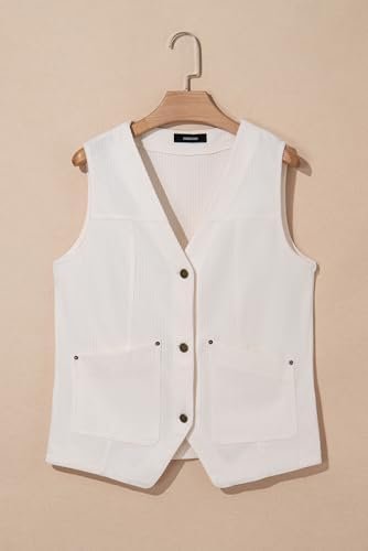 Dokotoo Womens Corduroy Vests Outerwear 2025 Button-Down Lig...