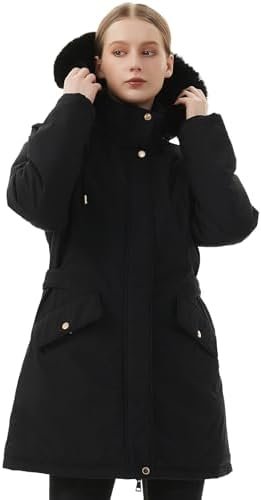 MOERDENG Women's Long Winter Down Coat Thicken Fleece Lined ...