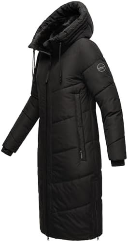 Marikoo Ladies’ Long Winter Coat with Hood & Detachable Faux...