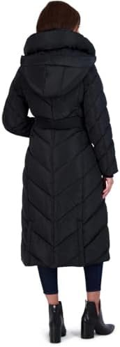 Steve Madden Women's Long Chevron Maxi Puffer Coat