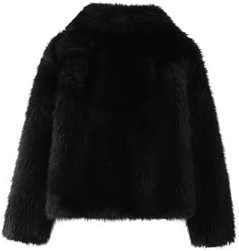 Gnveub Women's Faux Fur Jacket Oversized Lapel Fur Coat Wint...