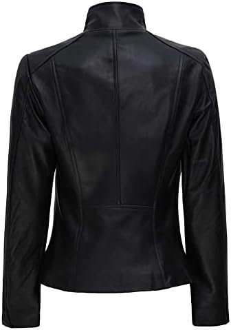 Blingsoul Womens Real Leather Motorcycle Jacket - Asymmetric...
