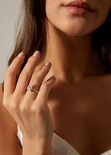 EAMTI 2CT 925 Sterling Silver Engagement Rings Pear Cut Wedd...