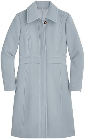 Fisoew Women's Elegant Single Breasted Coat Long Sleeve Mid ...