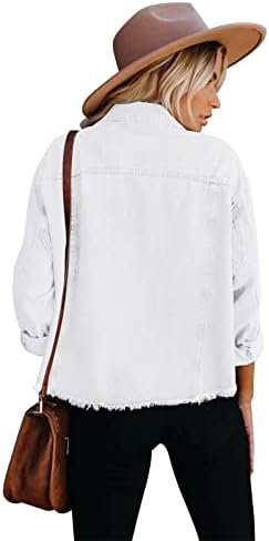 Jayscreate Women's Jean Denim Jacket Pockets Oversized Rippe...