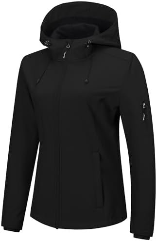 Outdoor Ventures Women's Softshell Jacket with Hood Fleece L...