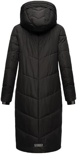 Marikoo Ladies’ Long Winter Coat with Hood & Detachable Faux...
