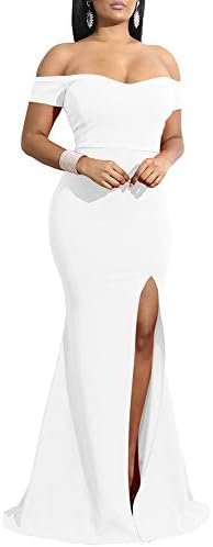 YMDUCH Women's Off Shoulder High Split Long Formal Party Dre... YMDUCH Women's Off Shoulder High Split Long Formal Party Dre...