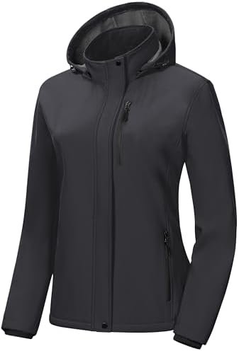 Pursky Women's Softshell Jacket Lightweight Fleece Lined Rai...