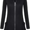 Miusey Womens Zip Up Tunic Sweatshirt Collar Neck Lightweigh...