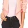 Women's Stretch 3/4 Gathered Sleeve Open Blazer Jacket