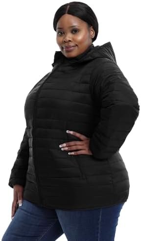 Plus Size Women's Packable Puffer Jacket 1X-6X Water-Resista...