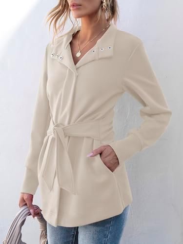 ANRABESS Womens Jacket Belted Casual Long Sleeve Wrap Trench...