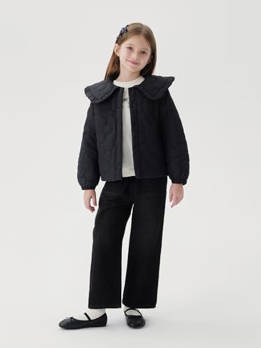 marc & janie Girls Peter Pan Collar Quilted Jacket Long Slee...