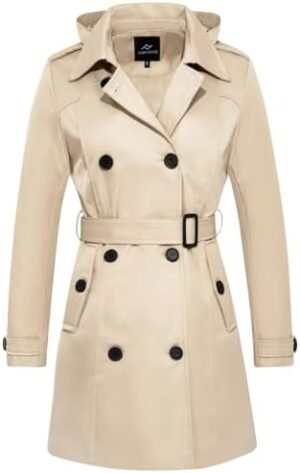 FARVALUE Women's Waterproof Trench Coat Double Breasted Wind... FARVALUE Women's Waterproof Trench Coat Double Breasted Wind...
