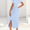 MEROKEETY Women's 2025 Off Shoulder Bodycon Midi Dress Summe...