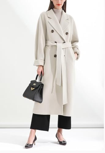 chouyatou Women's Winter Double Breasted Wool Coat Business ...