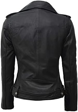 Blingsoul Asymmetrical Lambskin Leather Jacket Women - Class...