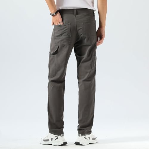 Plaid&Plain Men's Work Pants Straight Fit Carpenter Pants Ut...