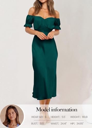 KIRUNDO Women's 2025 Summer Satin Midi Dress Off The Shoulde...